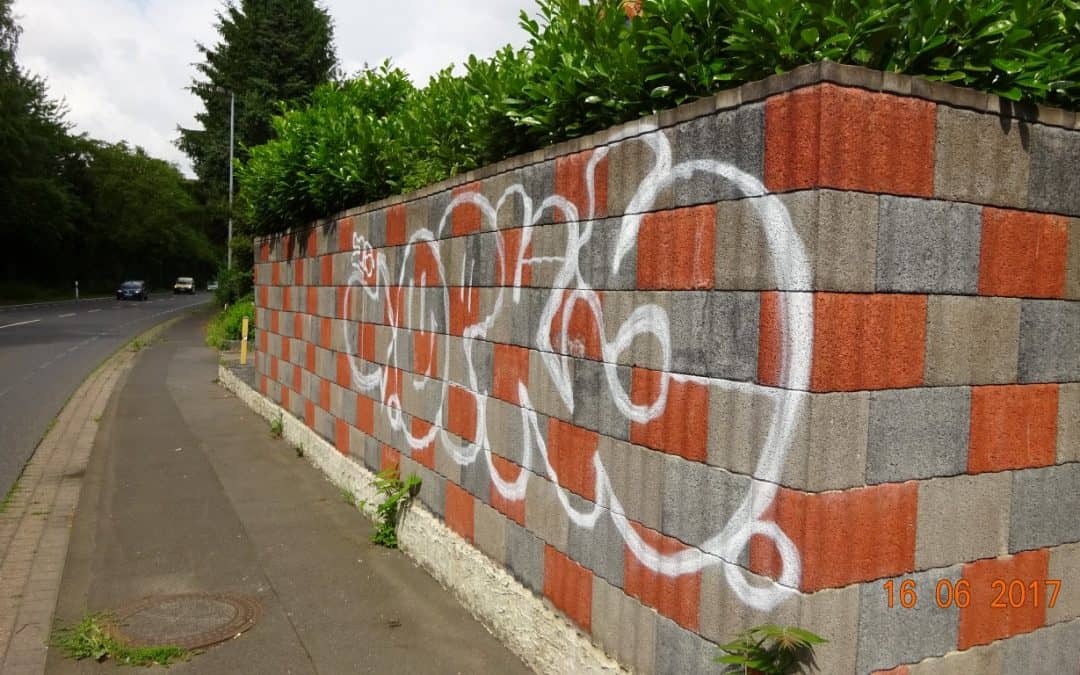 Graffitientfernung und Graffitischutz  Mauer in Bonn
