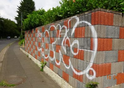Graffitientfernung und Graffitischuzt  Mauer in Bonn