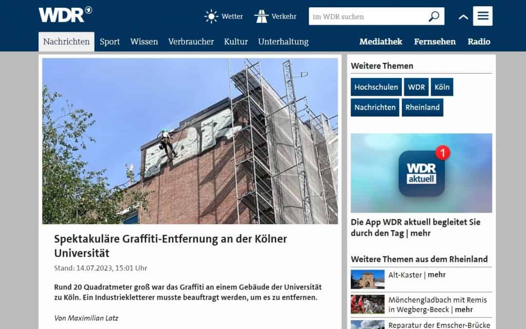 Spektakuläre Graffiti-Entfernung an der Kölner Universität