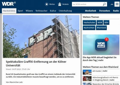 Spektakuläre Graffiti-Entfernung an der Kölner Universität